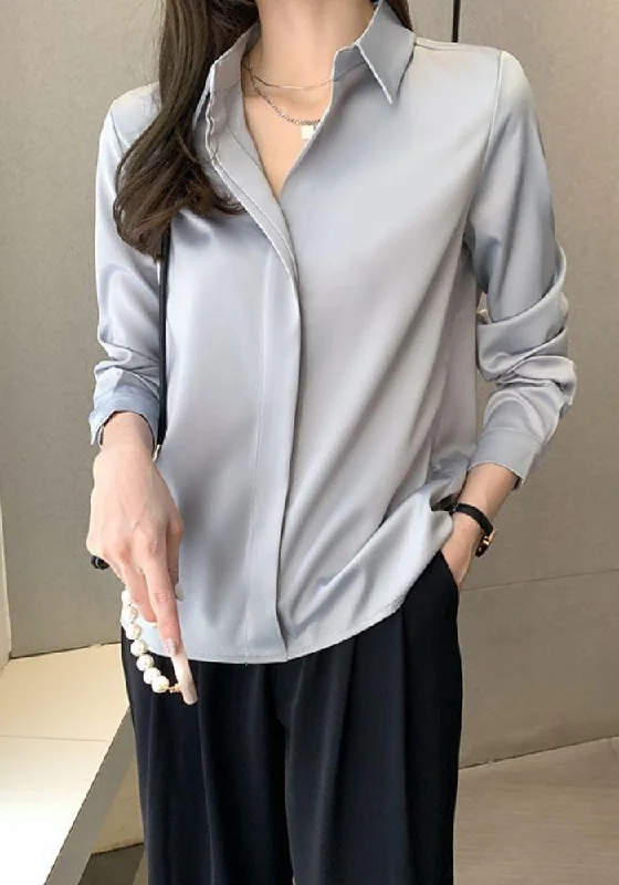 Silver Satin Blouse