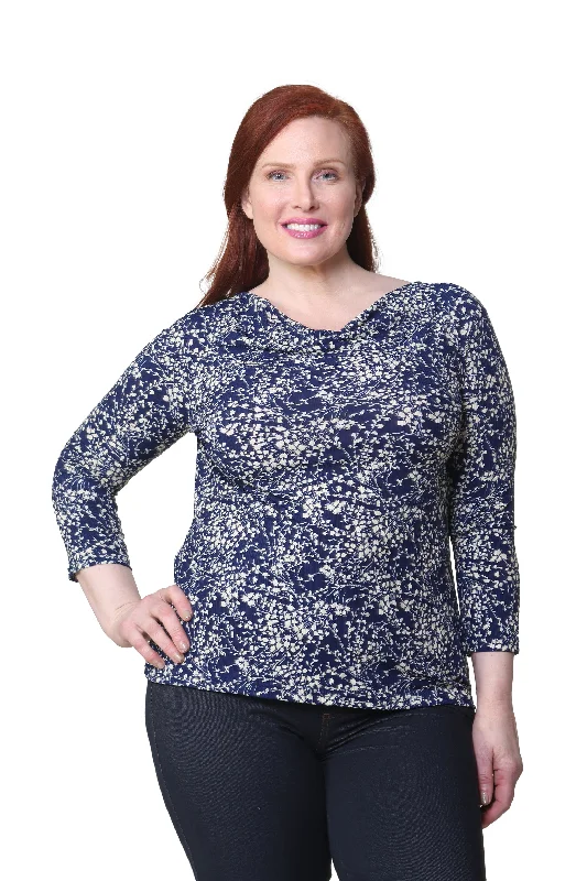 Plus Size La Cera Lucerne Floral Cowl Neck Top