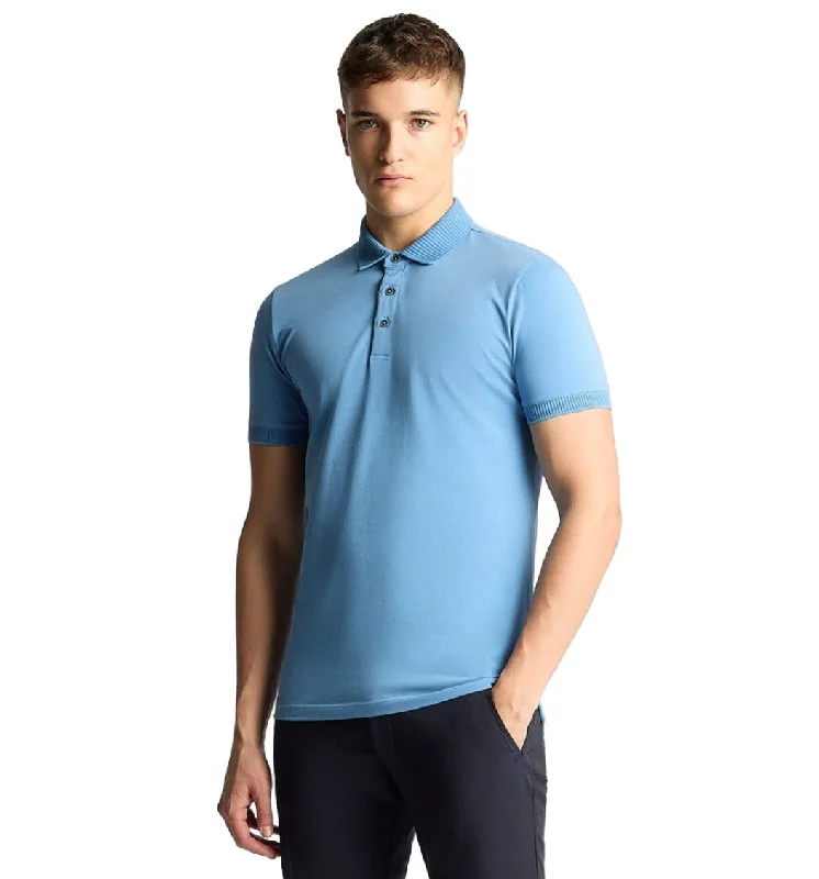 Shop and Save ID24407-Remus Blue Ribbed Collar Polo Shirt