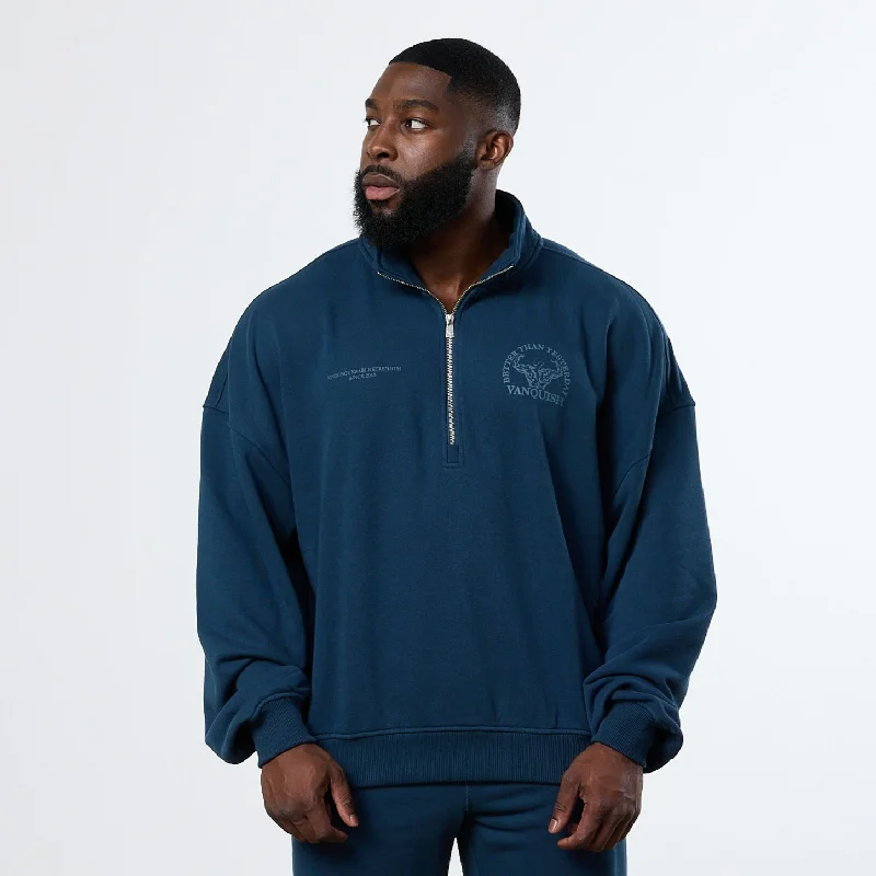 Weekend Bargains to Celebrate Vanquish Midnight Blue Unconquerable Strength Quarter Zip Sweater