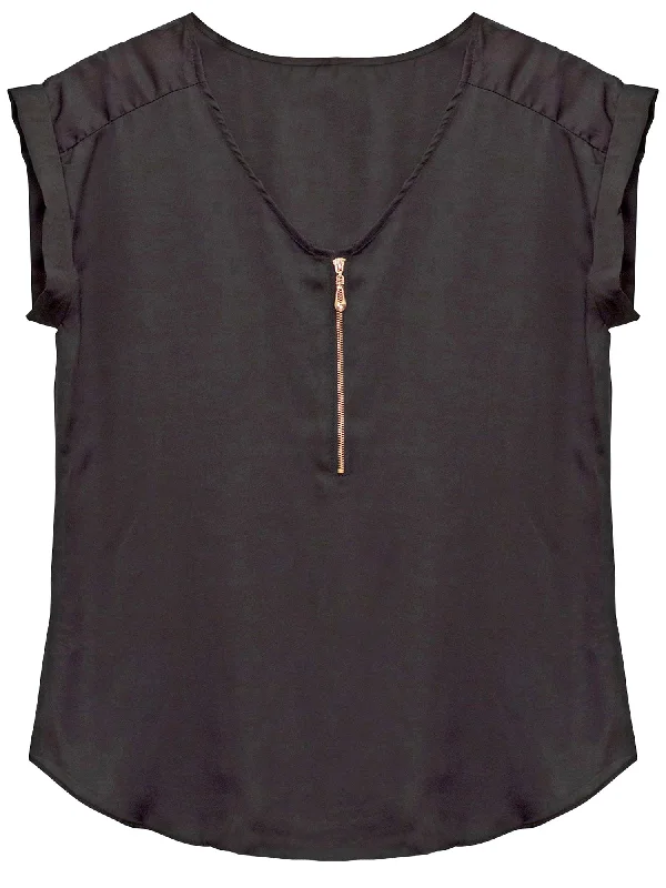 Lightweight Zipper Front Sleeveless Blouse