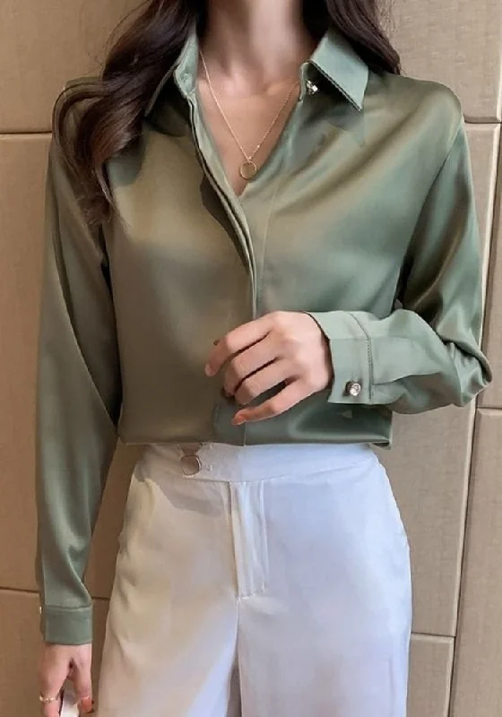 Green Satin Blouse