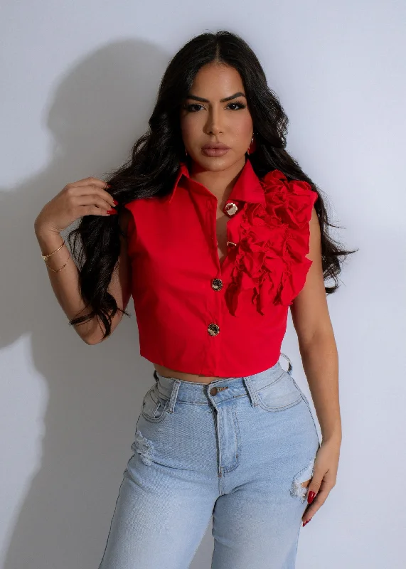 Rouge Reverie Ruffle Top Red