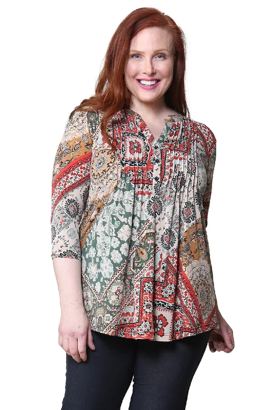 Plus Size La Cera Persian Paisley Print Tunic