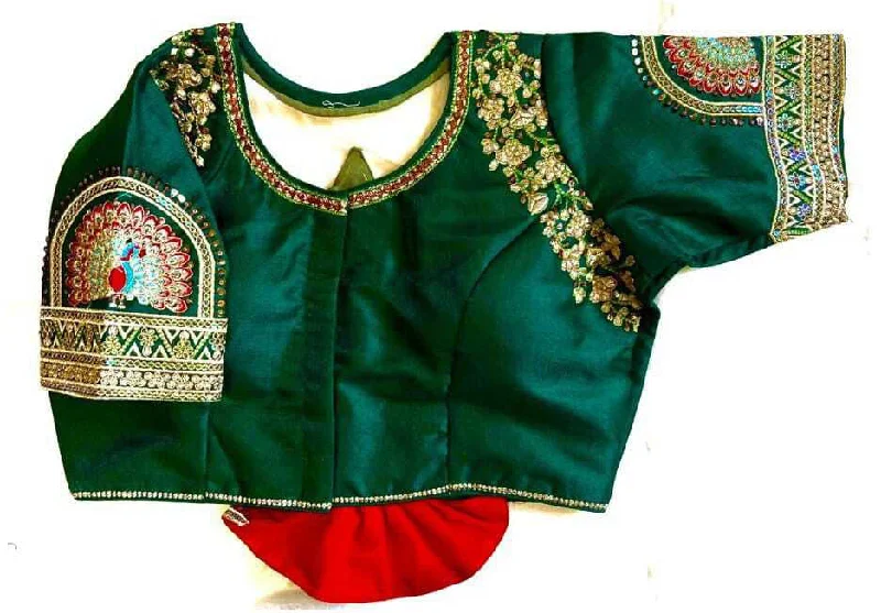 Weekend Bargains Just for You Women's Green Colour Shining silk Readymade Blouse