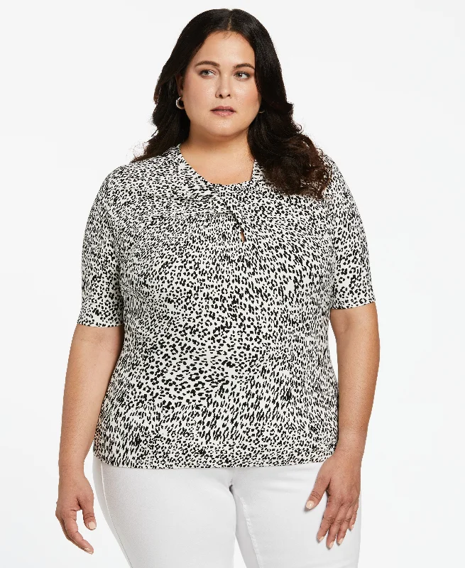 Weekend Offers You Can't Ignore Plus Size Twist Neckline Cut Out Top