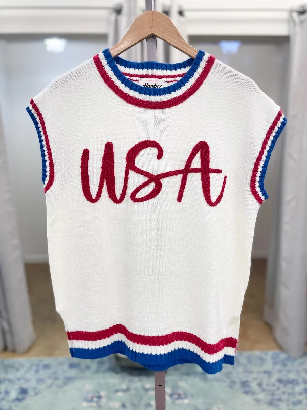 USA Sleeveless Sweater Top