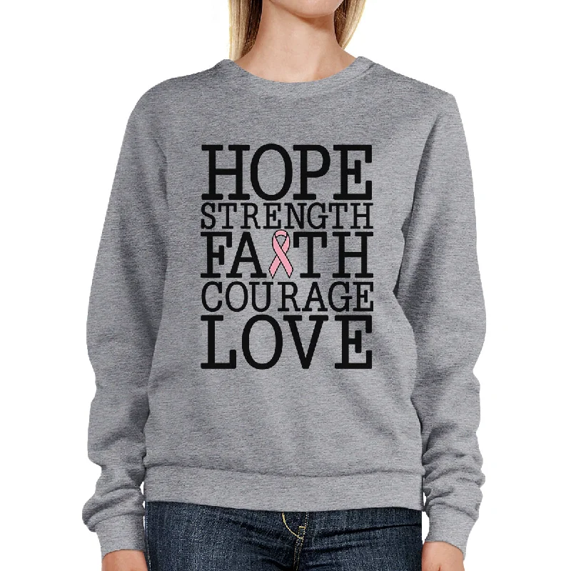 Special Offer Hope Strength Faith Courage Love Breast Cancer Grey SweatShirt