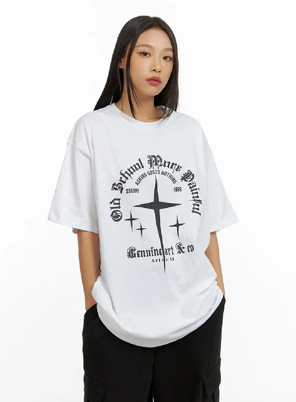 Cotton Graphic Oversize Tee IL409