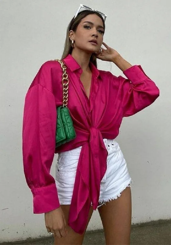 Fuschia Satin Blouse