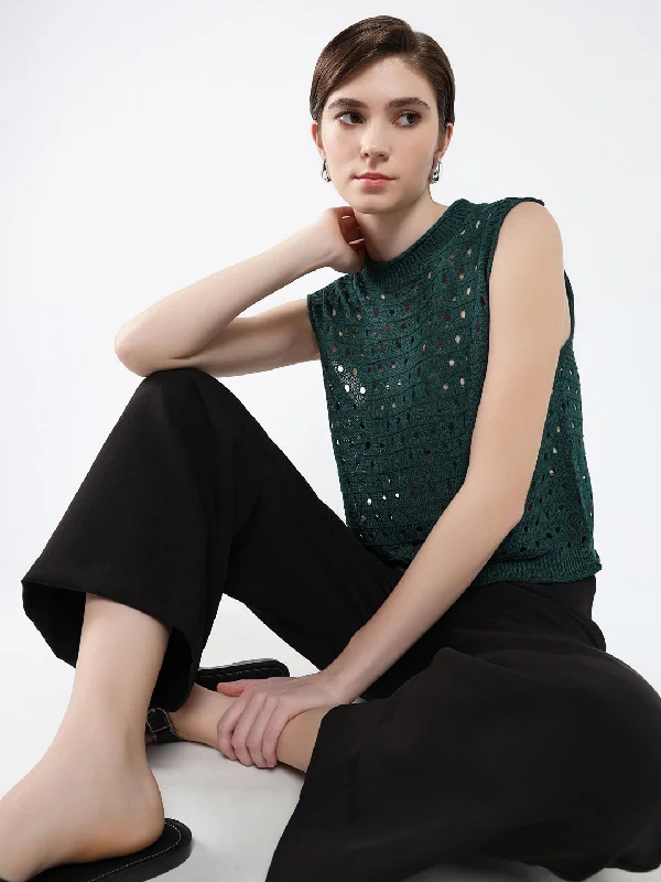 Crazy Deal Women Solid Green Top