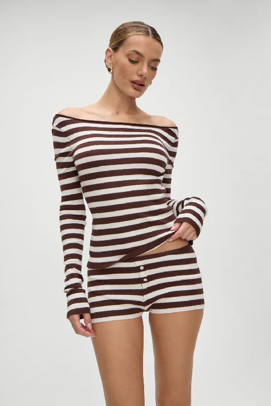 Mega Sale Theo Striped Knit Sweater - Brown Sugar Stripe
