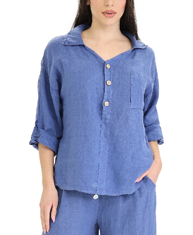 Reduced Price Linen Shirt w/ 1/2 Buttons