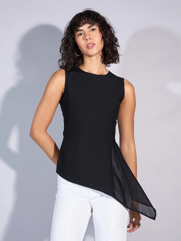 Weekend Specials to Grab Women Black Asymmetric Top