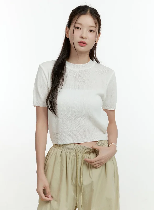 Simple Short Sleeve Crop Top OL430