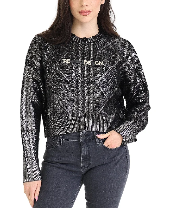 While Supplies Last Cable Knit Foil Sweater