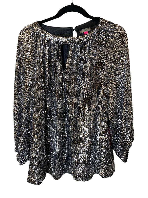 Weekend Deals That Sparkle Top 3/4 Sleeve By Vince Camuto In Silver, Size: Xl