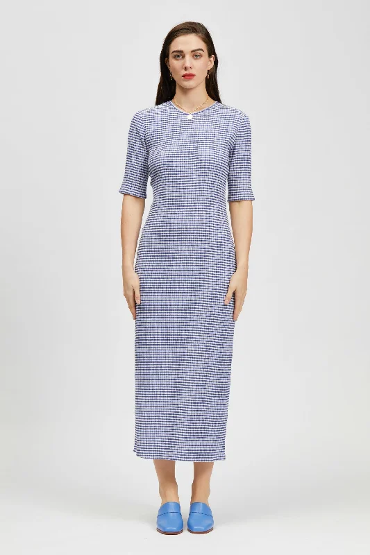 Longe Dress Blue/White Check