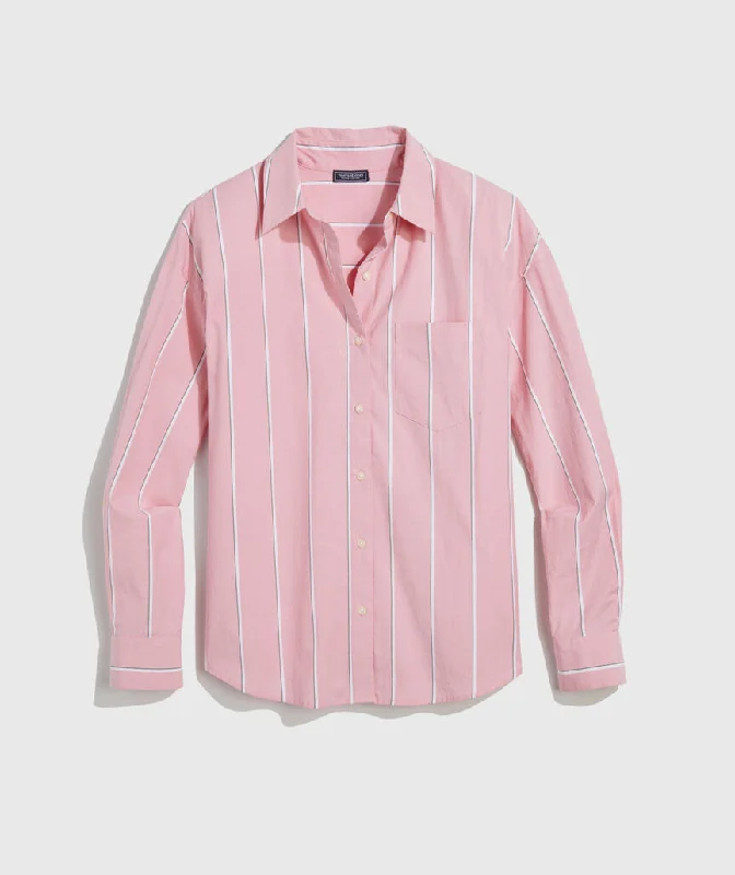 Poplin Relaxed Button Down in Pink