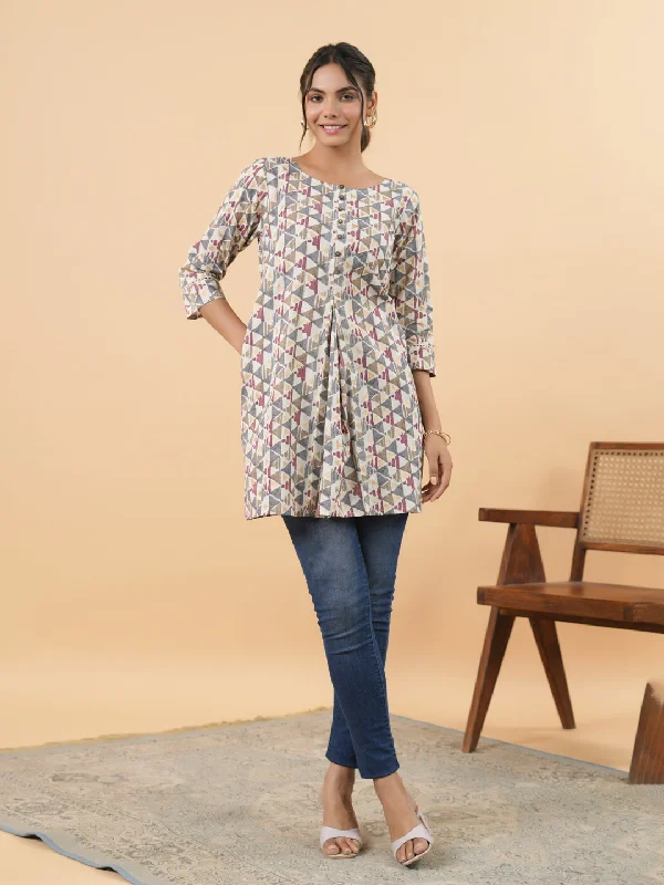 Weekend Wonders Await! Women Off White Cambric Tunic