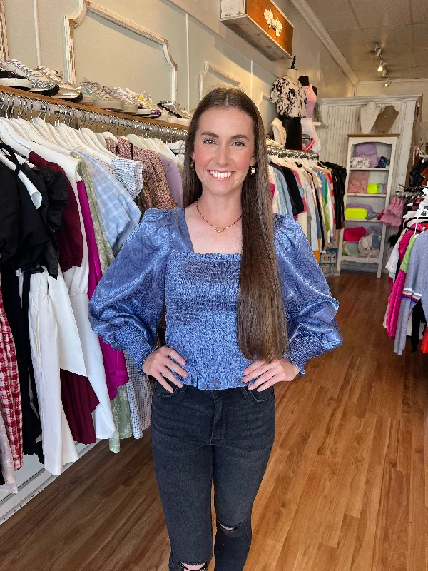 Animal Print Dusty Blue Top