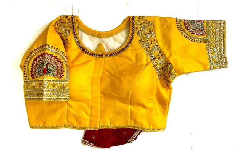 Weekend Offers That Tempt Women's Mustard Colour Shining silk Readymade Blouse