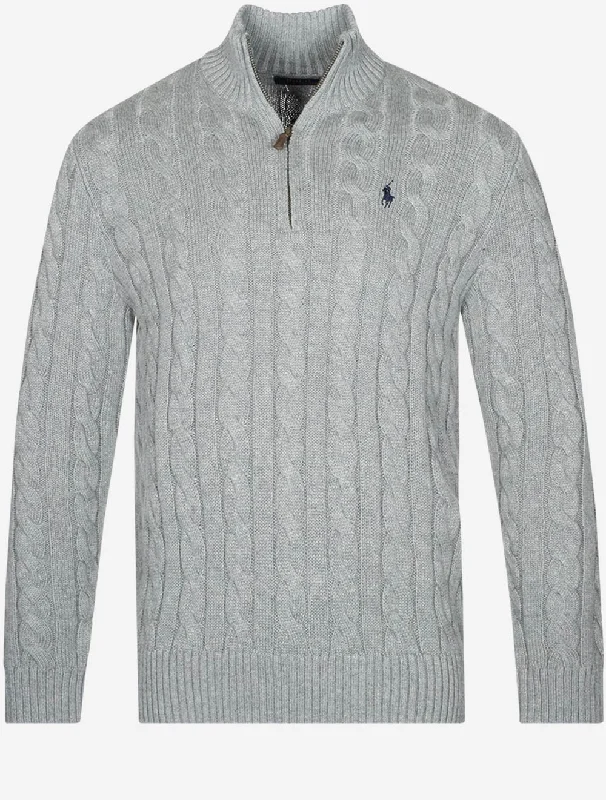 Weekend Deals That Dazzle Pullover mit Zopfmuster und halbem Reißverschluss, Andover Heather Weekend Deals That Dazzle Pullover mit Zopfmuster und halbem Reißverschluss, Andover Heather