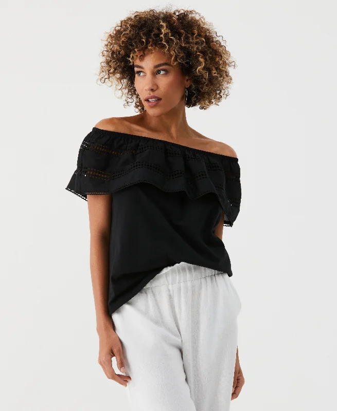 Weekend Savings Fiesta Petite Embroidered Off The Shoulder Top