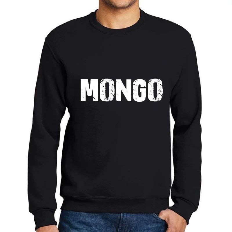 Act Fast Men's Printed Graphic Sweatshirt Popular Words MONGO Deep Black