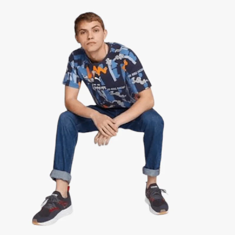 Weekend Savings Galore Puma Mens Rbr Aop Short Sleeve Tee Night Sky
