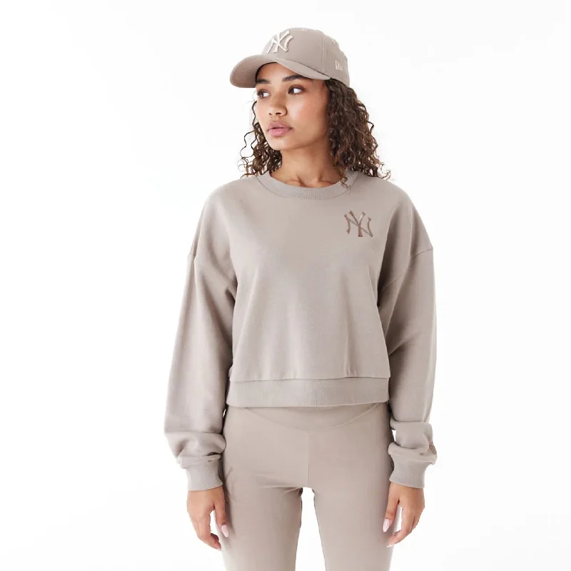 Unbeatable Deal New York Yankees Womens MLB Lifestyle Brown Crop Crew Neck Sweatshirt