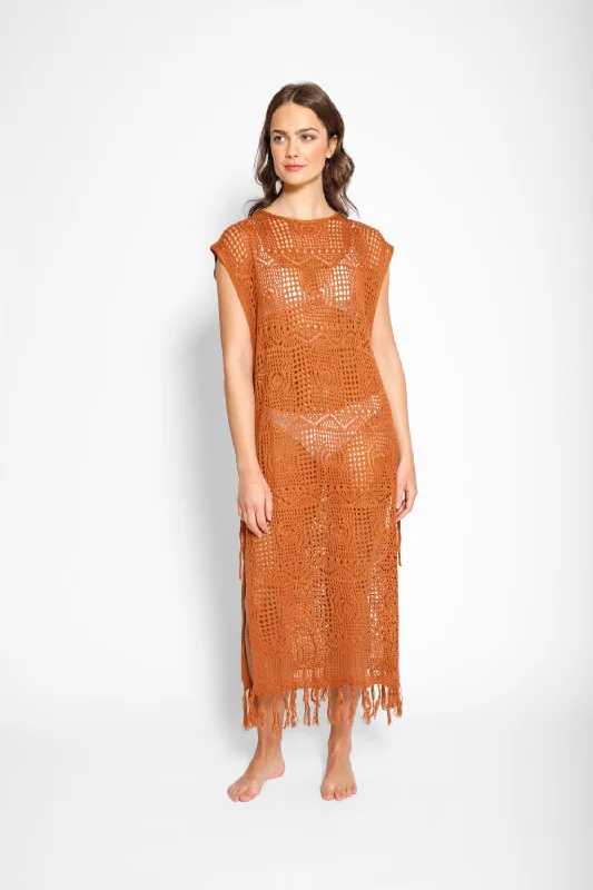 Santorini Fringe Open Knit Dress