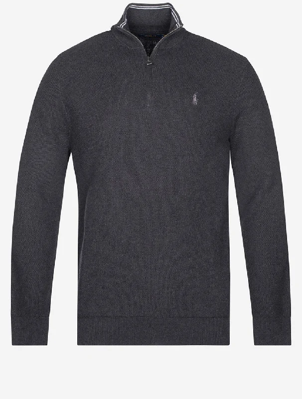 Weekend Savings Bonanza Piqué-Pullover mit halbem Reißverschluss, Grau