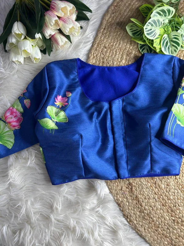 Weekend Savings Fiesta Women's Blue Colour Silk Readymade Blouse