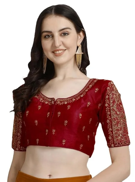 Markdown Sale Women's Maroon Phantom Silk Readymade Blouse