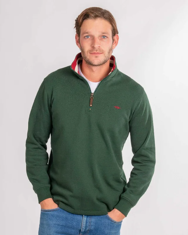 Weekend Discounts to Delight Green Organic Half Zip Sweatshirt