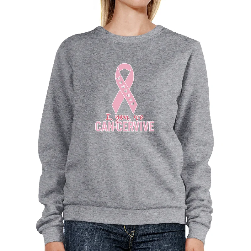Overstock I You We Can-Cervive Breast Cancer Grey SweatShirt
