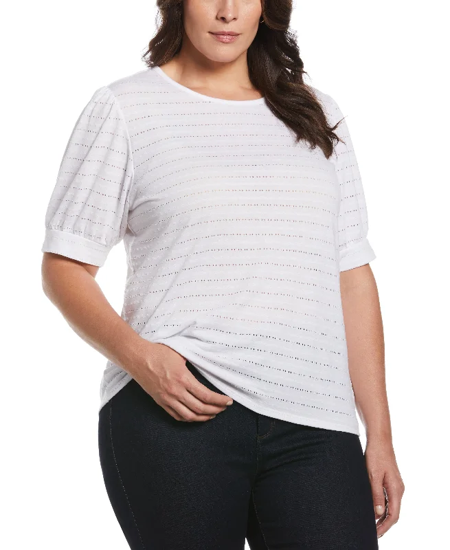 Weekend Offers That Sizzle Plus Size Knit Puff Sleeve Top