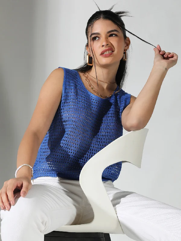 Hot Buy Women Blue Solid Top