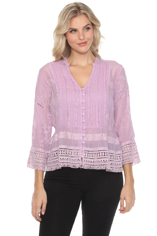 Johnny Was Purple Molly Isabel Fringe Blouse C12124