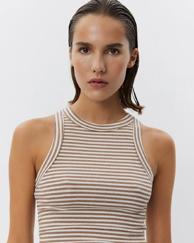 JULLIESW STRIPE TOP - Beige Striped