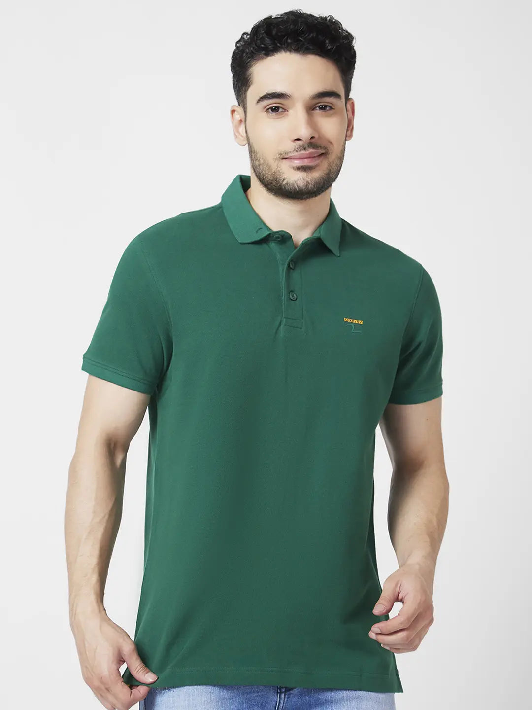 Warehouse Sale Spykar Men Dark Green Cotton Slim Fit Half Sleeve Polo Neck Plain Tshirt Warehouse Sale Spykar Men Dark Green Cotton Slim Fit Half Sleeve Polo Neck Plain Tshirt