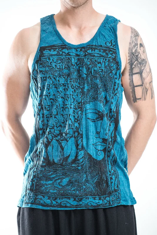 Today’s Deal Mens Buddha Sanskrit Tank Top in Denim Blue