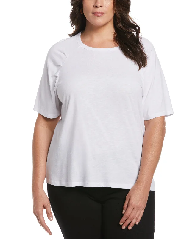 Stock Up Plus Size Pleated Raglan Sleeve Tee
