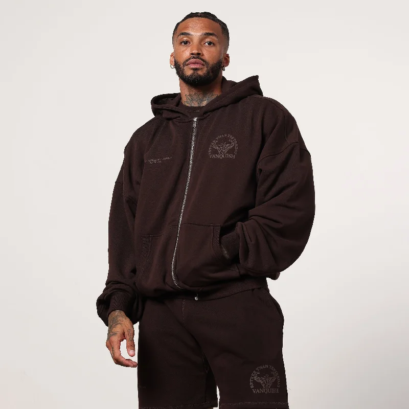 Don't Wait Vanquish Dark Brown Unconquerable Strength Full Zip Hoodie