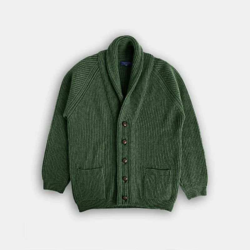 Major Deal Serpentine Green Shawl Collar Cashmere Cardigan