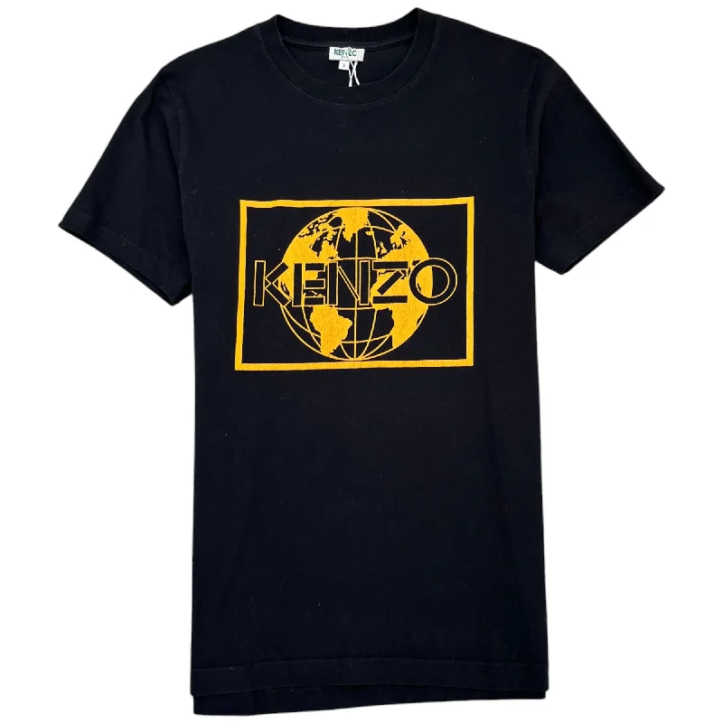 Super Sale Men's World Logo Print T-Shirt Black Size S