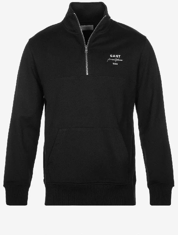 Weekend Savings Galore Jersey mit halbem Reißverschluss und Logo-Schriftzug in Schwarz