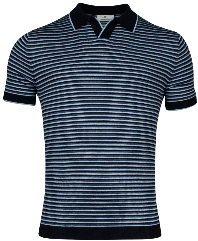 Limited Edition ID24453-Thomas Maine Navy Skipper Collar Polo