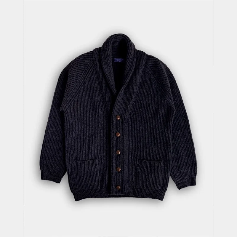 Weekend Special Navy Shawl Collar Lambswool Cardigan